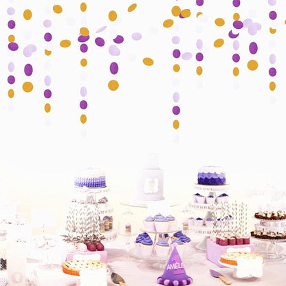 White Purple-Gold Party-Decorations Paper Garland - 52ft Glitter Hanging - Image 5