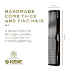 Kent 16T Tortoiseshell and Graphite, Fine and Wide Tooth for Daily Grooming, Handmade Styling Comb for All Hair Types, Wet and Dry Hair Detangling Comb, Saw Cut Hand Polished, Made in England