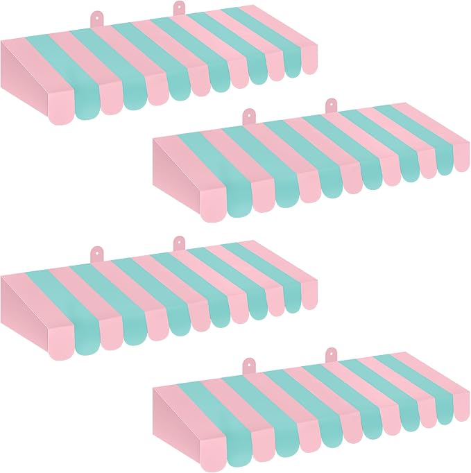 Boao 4 Pack Pink Green Christmas Awning Decoration 3D Stripe Cardboard Awning by Boao