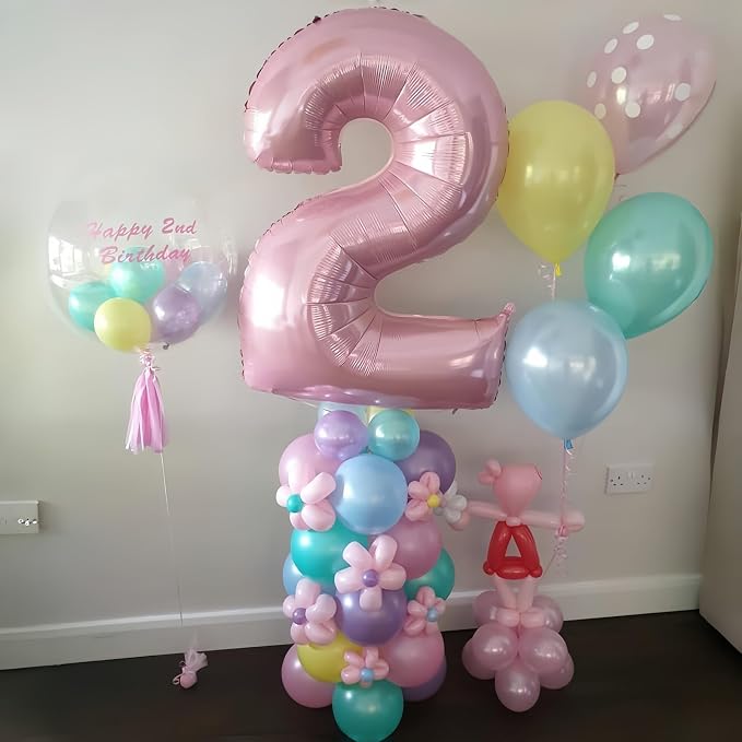 40 Inch Balloon Number 2 Pastel Pink, Large Foil Light Pink Number Balloons Set - Image 8