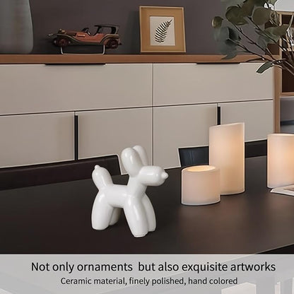 Notakia Large White Cute Ceramics Balloon Dog Statue Crafts Living Room Desktop - Image 5