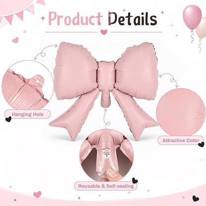 40 Inch Black Number 1 with Pink Bow Balloon, Giant Self Inflating Black Foil - Image 5