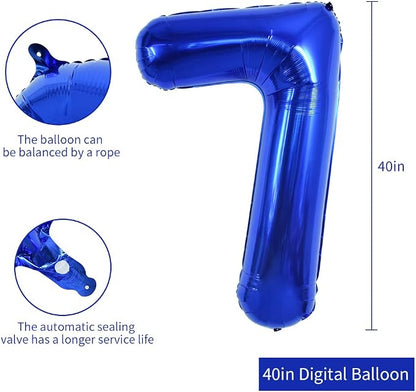TONIFUL 40 Inch Navy Blue Number 7 Balloons Large Foil 7th Birthday Decor | - Image 2