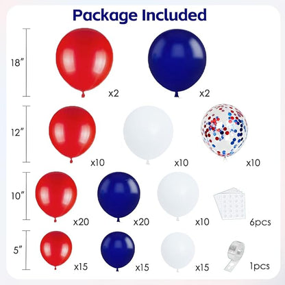 Red White Blue Balloon Arch Kit, Different Size | Latex Balloon - Image 2