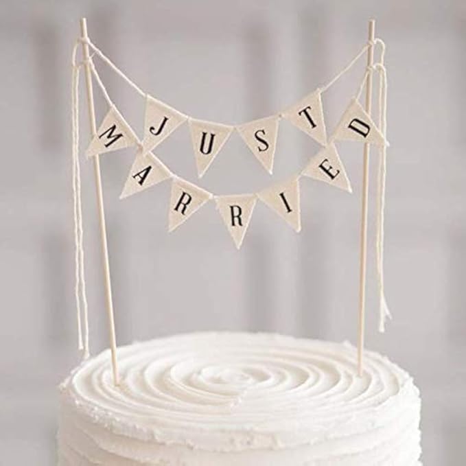 Wedding Cake Topper Ivory Durable Cotton Wood Pole without Pink Rose | Handmade by Acuteye