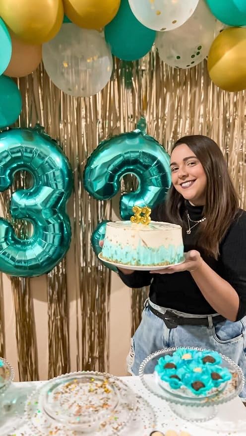 Teal Blue Number 3 Balloon 40 inch, Balloon numbers party supplies, deco photo - Image 4
