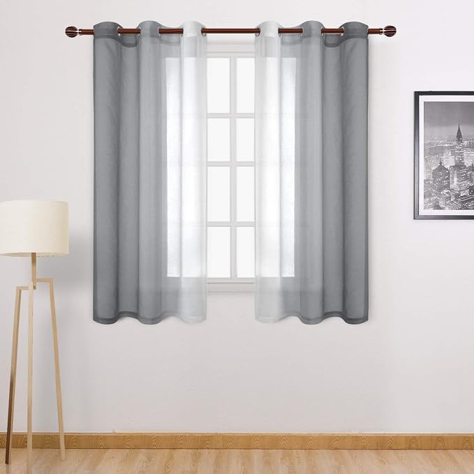 DWCN Grey Ombre Short Sheer Curtains by DWCN