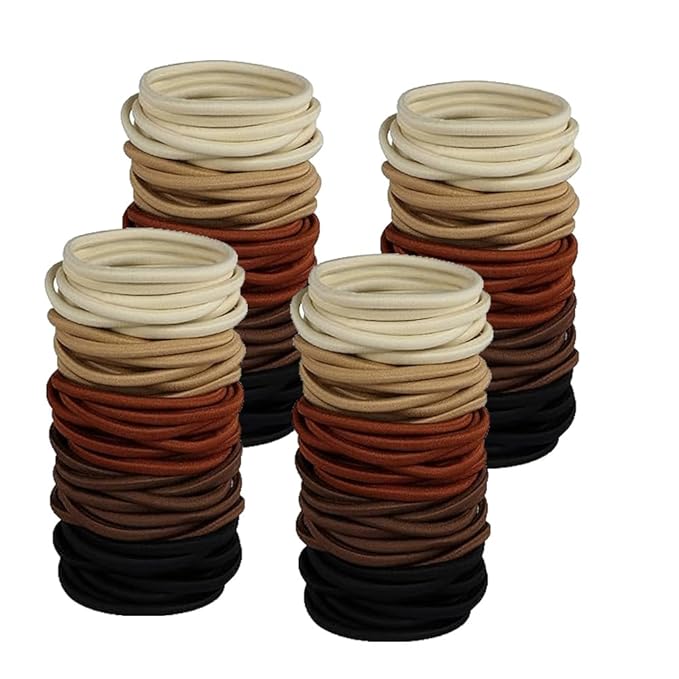 Multi-color Hair Ties Hair Elastics Rubber Bands No Damage for Thick and Curly Hair Long-Lasting Braids Ponytails Holders All Hair Types Pain-Free Hair Accessories for Women or Men 50 PCS 4MM
