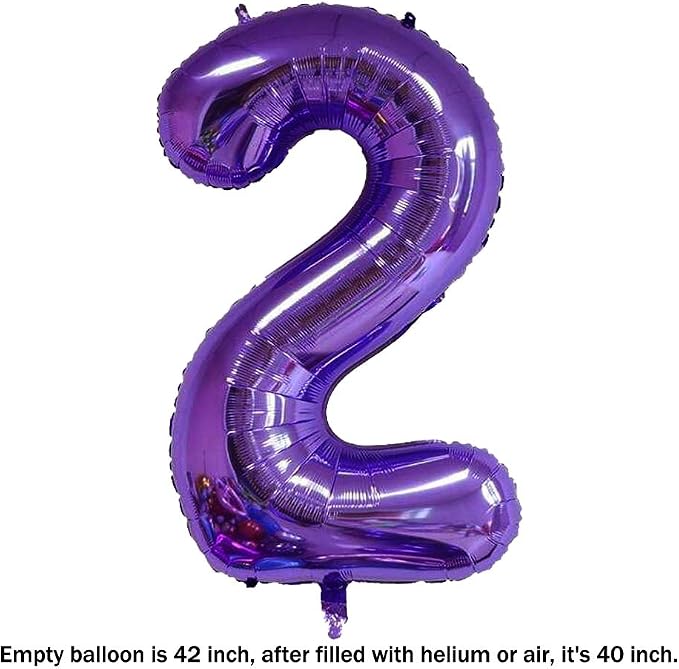 40 Inch Jumbo Purple Number 2 Balloon Giant Balloons Prom Balloons Helium Foil - Image 2