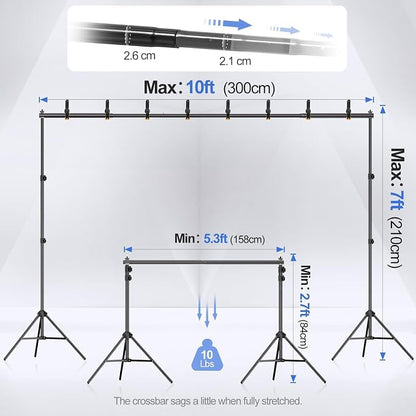 EMART Backdrop Stand 10x7ft Photo Studio Adjustable Background Stand Support kit - Image 2