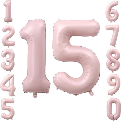 40" Light Pink Foil Number 15 Balloon by TNCDJKPA
