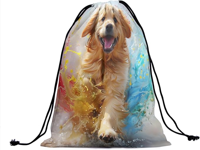 Giwawa Golden Retriever Gymnastics Grip Bags Puppy Dog Drawstring Grip Bag Gym - Image 2
