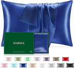 Mulberry Silk Pillowcase for Hair and Skin, SGMSILK 22 Momme Natural Silk Pillow Cases with Zipper, 6A Soft and Smooth Single Sided Pure Silk Pillow Cover (Royal Blue, Queen 20"x30")