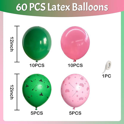 Jobkoo Pink and Green Balloons 12 Inch Dark Green Light Pale Pink Printed - Image 4