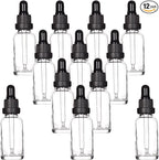 YIZHAO Clear Glass Dropper Bottle 1oz, Tincture Bottles with Glass Dropper, for Essential Oils, Aromatherapy, Cosmetic, Laboratory, Pharmacy, Liquids, Travel –12 Pcs