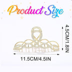 Rhinestone Hair Claw Clip, Large Metal Gold Claw Clip for Thick Hair, Sparkly Hair Accessories for Women (2 Pack)