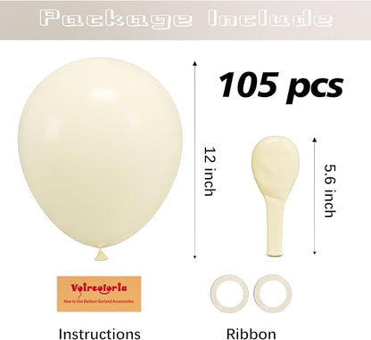 Voircoloria 105pcs Ivory White Party Latex Balloons, 12inch | - Image 3
