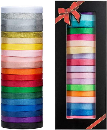LIUYAXI Satin Ribbon 20 Colors 300 Yard -18 Silk Ribbon Rolls & 2 Glitter - Image 6