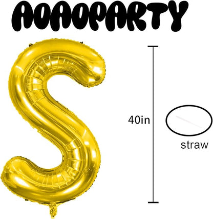 Letter Balloons Gold 40 Inch S Large Giant Big Foil Mylar Balloon | - Image 3