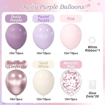 60pcs 12inch Dusty Purple Balloons - Image 2