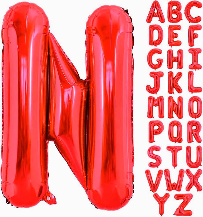 Red Letter N Balloons, N Balloon 40 Inch N Balloons Letter - Image 2