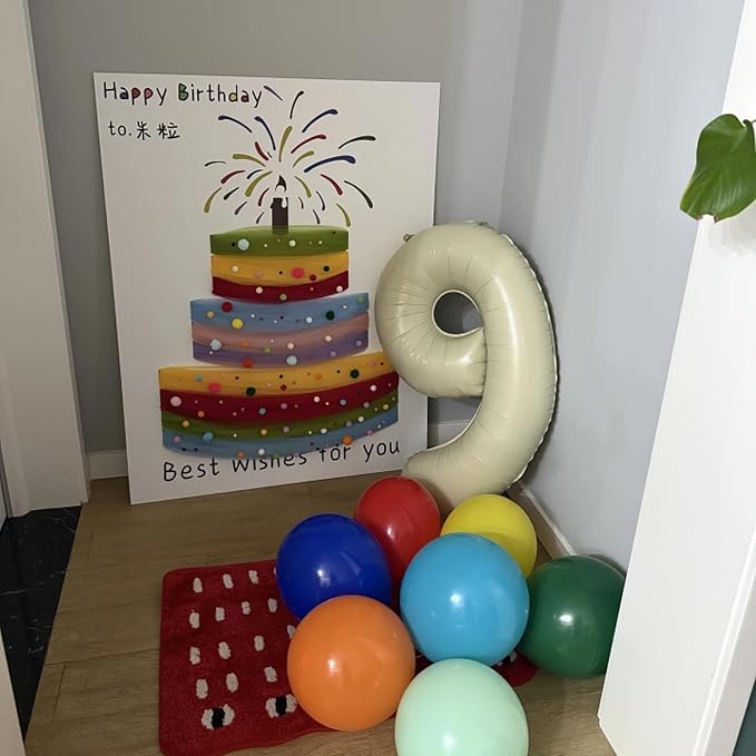 40 Inch Beige Number 0 Foil Balloon - Image 6
