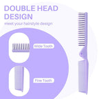 RHOS 2-Pieces Mini Folding Combs for Purse and Travel, Double Headed Small Combs and Brush Set for Women,Girls (Pink & Purple)