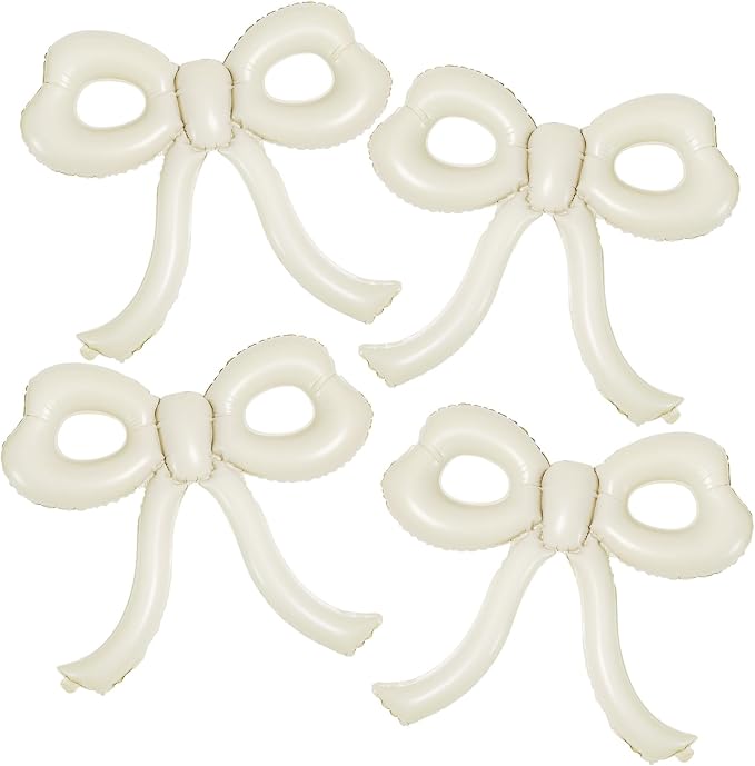 4 Pcs Bow Birthday Decorations Cream Bow Balloons by Unknown