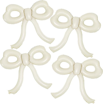 4 Pcs Bow Birthday Decorations Cream Bow Balloons by Unknown
