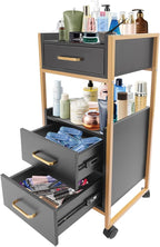Salon Trolley with Wheels, 3 Drawers Salon Cart with Hair Dryer Holder Utility Salons Cabinet for Tools Storage at Barbershop Beauty Salons Tattoo Shop (Black)
