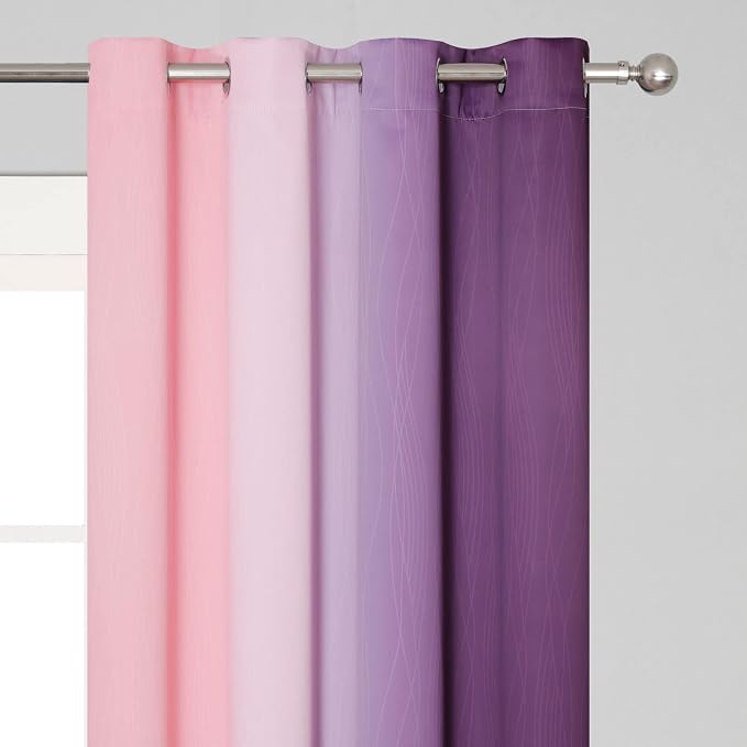 Purple and Pink Ombre Blackout Curtains 102 Inches Long 2 Panels Set, Thermal - Image 4