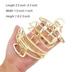 Large Metal Hair Clips for Thick and Long Hair - Butterfly Claw Clips with Non-Slip Grip, Big Jaw Clamps for Women (Light Gold)