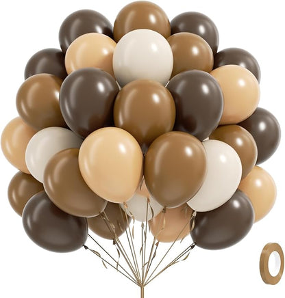 60pcs Brown Balloons 12inch by BAUANOOY
