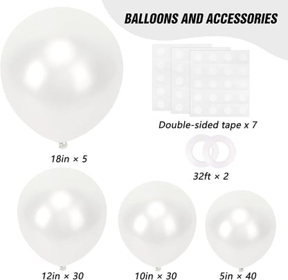 RUBFAC Pearl White Balloons Different Sizes 105pcs 5/10/12/18 Inches - Image 2
