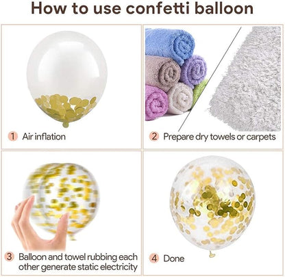 KBZVNAF Yellow White Gold Confetti Balloons 60 Pack 12 inch | Pastel Yellow - Image 3