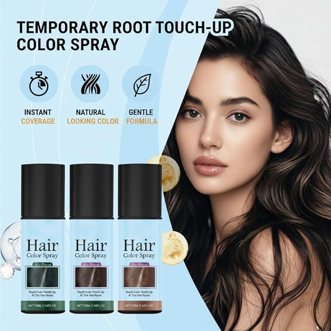 Temporary Root Touch Up Spray,Temporary Root Touch Up Hair Color Spray,Instant Covers Grey Hair (Black)