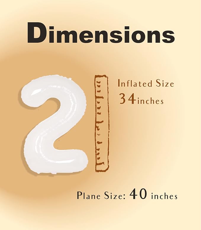 SUWEN 40 Inch White Large 2 Balloon Number Big Foil Helium Numbers 0-9 | Giant - Image 4