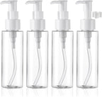 Cosywell Empty Plastic Pump Bottles Dispenser TSA Approved 3.4oz 4 Pack Portable Empty Refillable Container Clear Plastic Lotion Pump Dispenser Bottle for Facial Cleansing Oil Shampoo Shower Gel