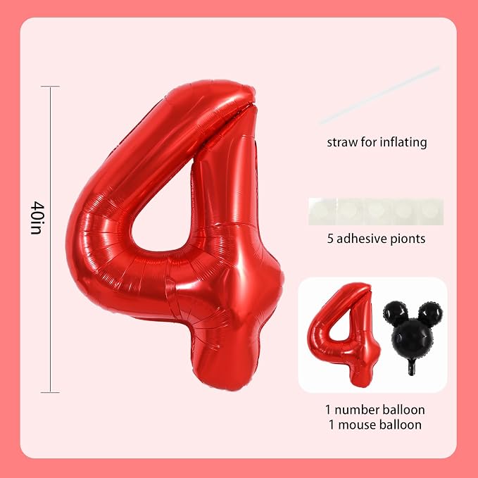 40 Inch Red Foil Number 4 Balloon - Image 2