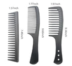 3 PCS Carbon Fiber Anti Static Comb, Heat Resistant Comb-Fine and Wide Tooth Hair Comb for Men and Women, Professional for Hair Stylist