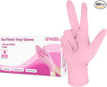 Disposable Gloves Small, Nitrile and Vinyl Blend Material Gloves, Latex Free 4 Mil 100 Pc Food Grade Glove for Cleaning, Food Prep, Hair Dye, Tattoo, Pink
