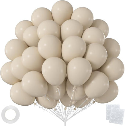 50pcs 12 Inch White Sand Latex Balloons | Premium Boho Nude Cream Beige Balloon by OWPFJG
