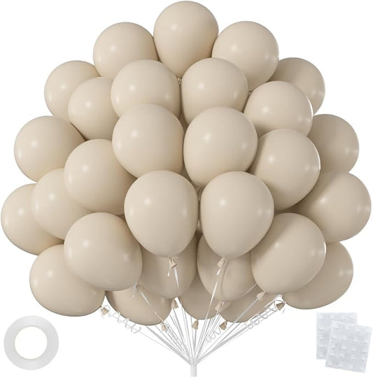 50pcs 12 Inch White Sand Latex Balloons | Premium Boho Nude Cream Beige Balloon by OWPFJG
