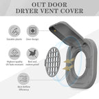 Dryer Vent Cover Outside 4 inch, Magnetic Door Design, Durable Airflow Vent with Lint Trap Screen, Thickened Material, 7 inch x 7 inch Size, Grey