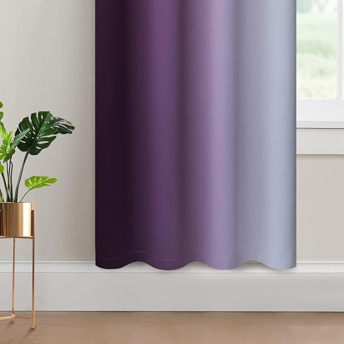 Yakamok Ombre Curtains Purple and Greyish White - Image 4