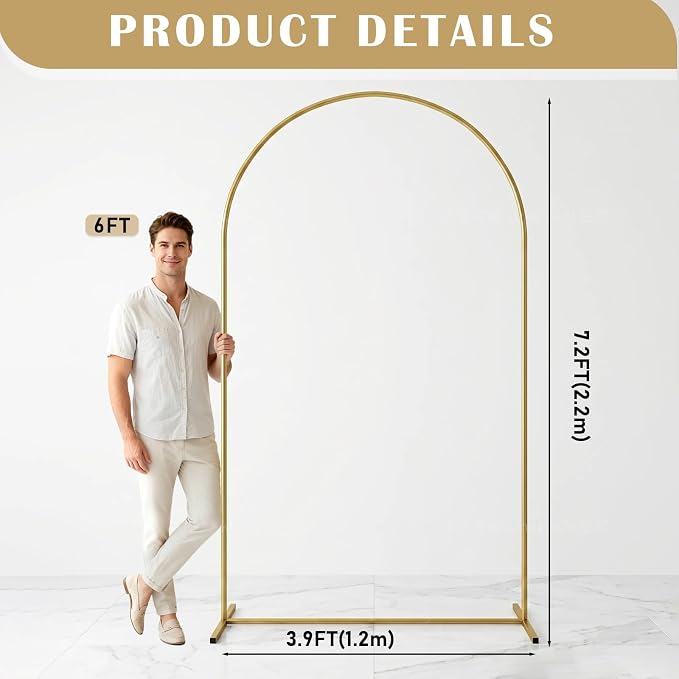 Metal Arch Backdrop Stand 7.2FT: Wedding Arch Frame - Image 8