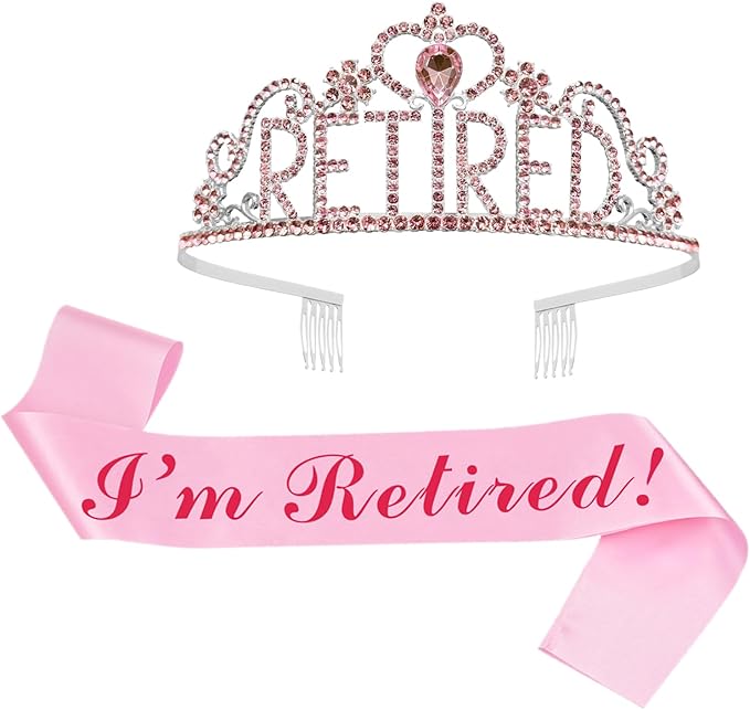 JETKONG Retirement Party Decorations Retired Tiara/Crown, Retired Sash by JETKONG