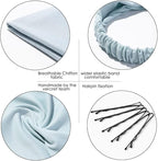 6 Pack Hair Scarf Headband for Women Elastic Bandana Head Scarf Large Boho Triangle Kerchief with Clips Non Slip Scarves