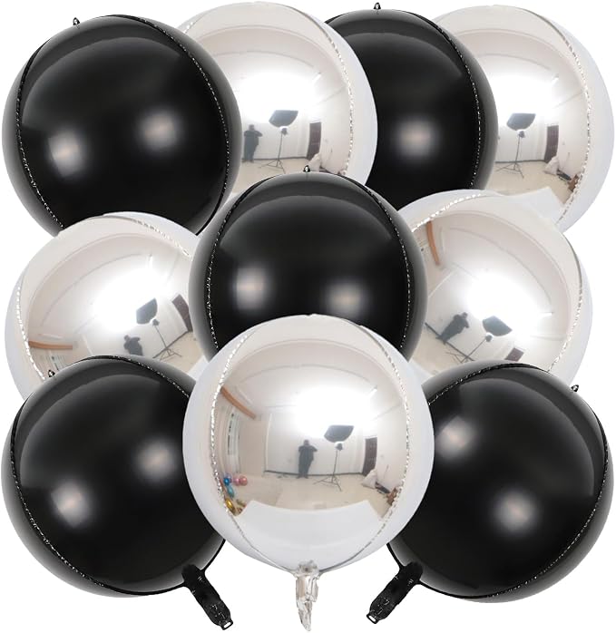 22 Inch Black and Silver Foil Balloons by KALOR