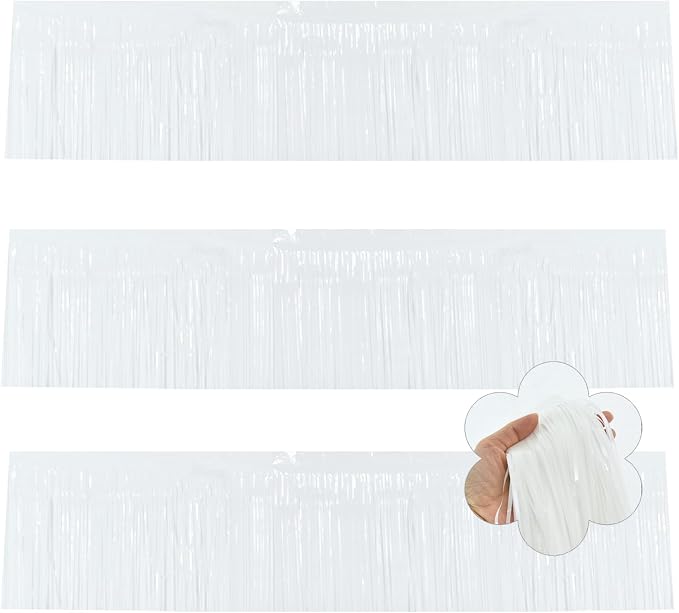 BEISHIDA White Fringe Garland Banner 3Pack 30ft Wall Tinsel Foil Streamers | by Beishida